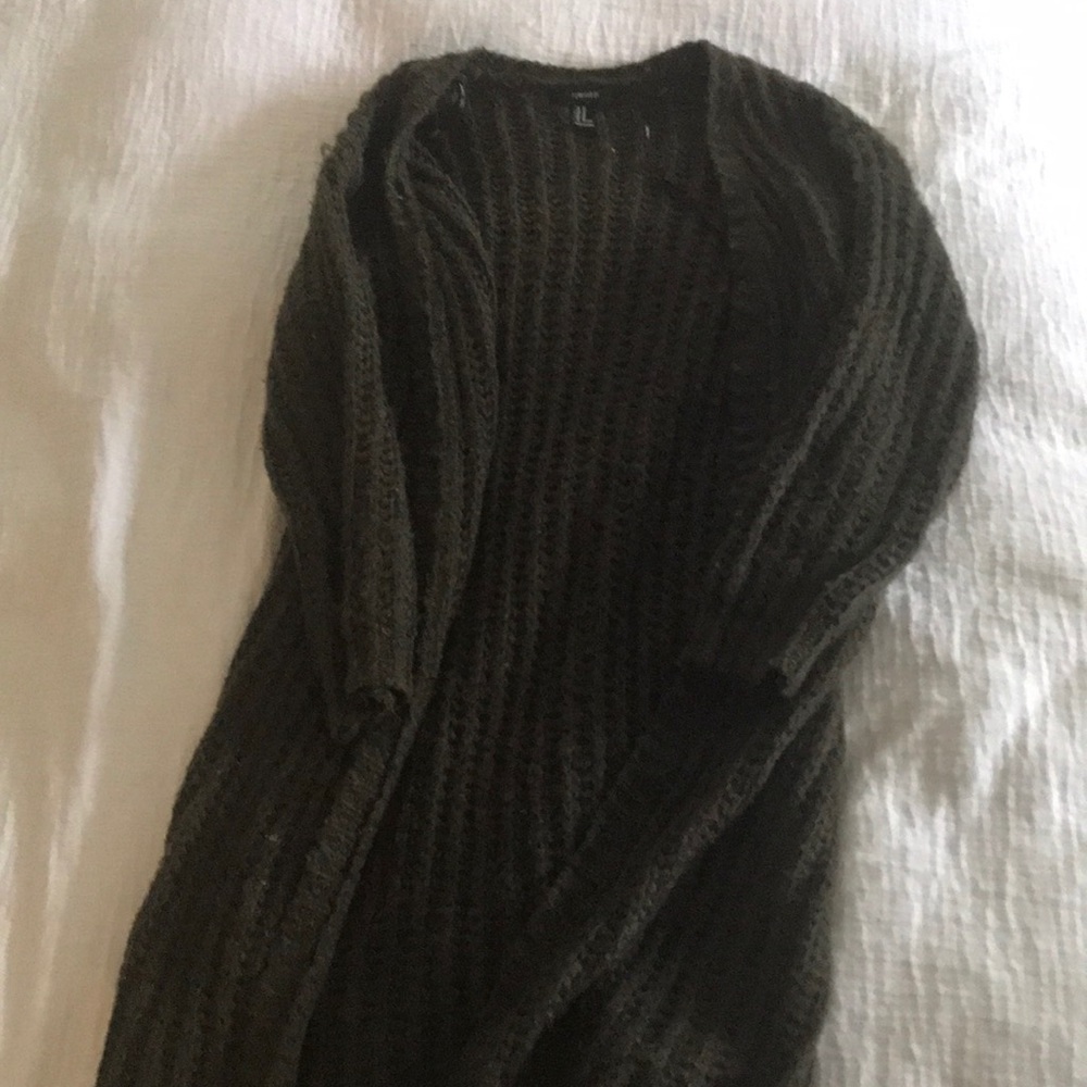 Long green chunky cardigan